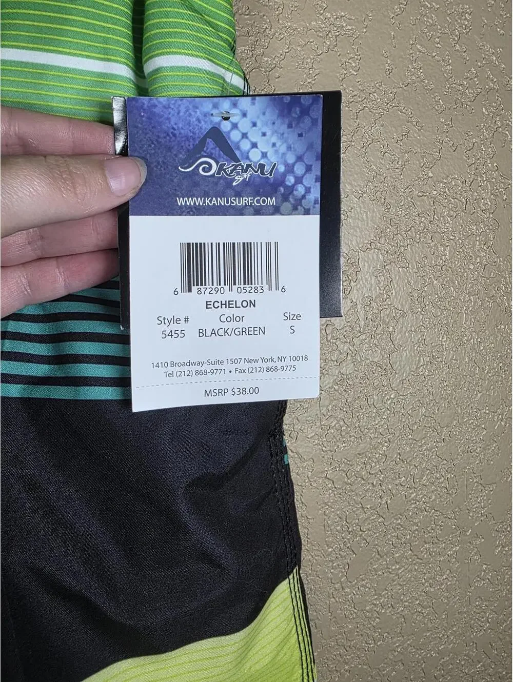 KANU SURF MEN’S FLEX SWIM TRUNKS ECHELON BLACK/GREEN SIZE SMALL